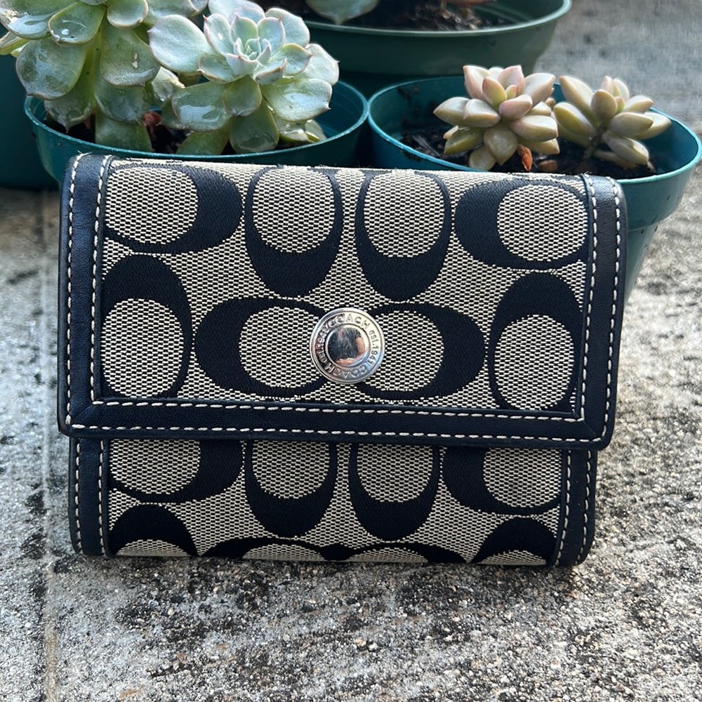 Black and Grey Coach bifold wallet